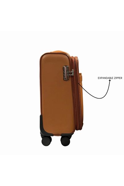 ORAMI PU LEATHER CABIN SIZE LUGGAGE TROLLEY 20" TAN