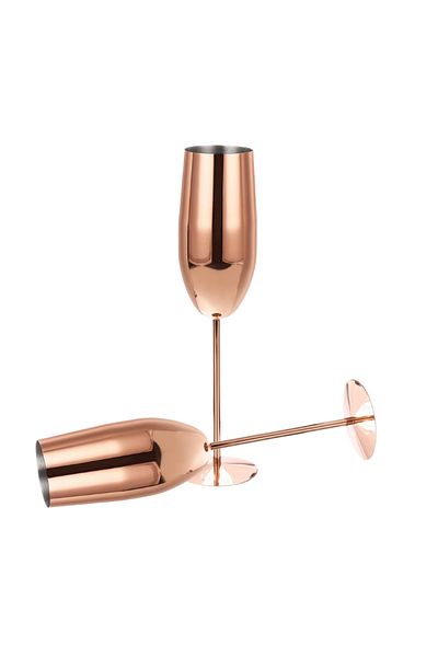 OEM Pahar pentru sampanie, din otel inoxidabil, Rose Gold, 25.5 x 6.5 x 5 cm, 280 ml