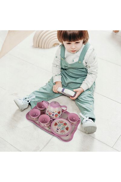 zola Children's metal tea set, 14 accessories, storage case
