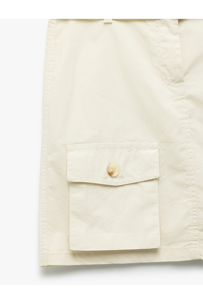 Koton Cotton Cargo Pocket Detailed Belted Gabardine Skirt