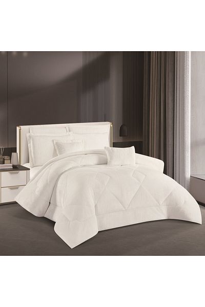 HOURS Horse Fur and Velvet Winter Double-Sided Comforter Set with Durable and Soft Fabric and Heavy Filling, 8 Pieces, King Size