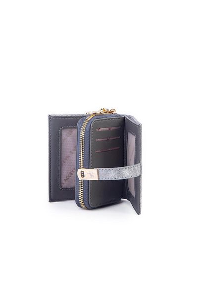 Nas Bag Women's Small Size Wallet with Card Holder, Coin and Photo Holder, Gray Glitter
