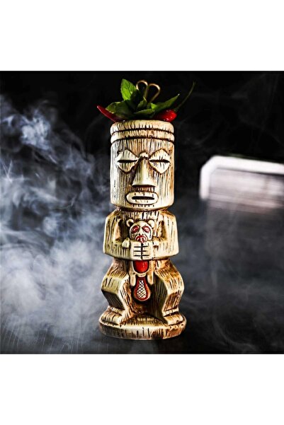 OEM Pahar pentru cocktail, Tiki Samif, din ceramica, multicolor, 450 ml, 22 x 8.5 x 6.5 cm