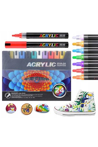 zola Set 24 markere acrilice,varf 0.4 mm,rezistente la apa,pentru diverse suprafete,uscare rapida