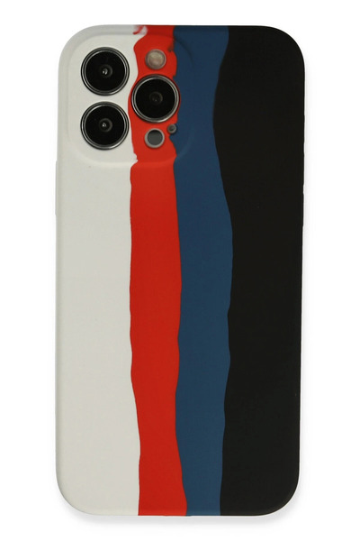 NewFace حافظة آيفون 13 برو من السيليكون المصقول - أبيض-أسود SPTGL