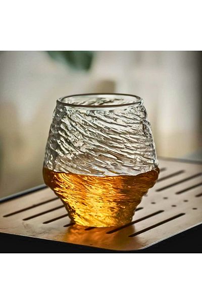 OEM Pahar pentru whisky, Twisted, transparent, din sticla, 370 ml, 9.5 x 6.5 cm