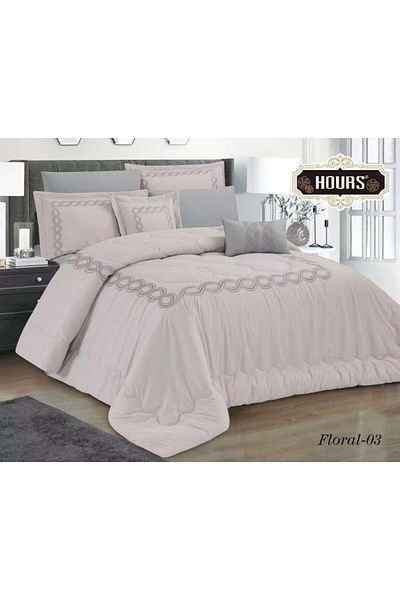 HOURS Two horse quilt set, 8 pieces, Floral-03