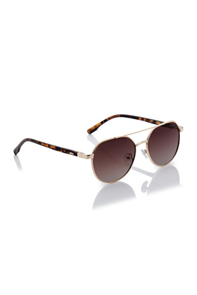Lee Cooper Polarized Sunglasses Gold Frame Gradient Brown Mirror Lens 56mm - LC1206C01