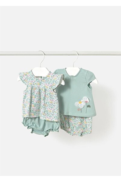 MAYORAL Baby Girl Printed 4-Piece T-Shirt Shorts Set Mint 1663