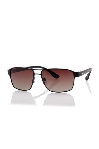 Lee Cooper Polarized Sunglasses Grey Frame Matte Black Mirror Lens 55mm - LC1214C01