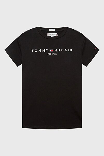 Tommy Hilfiger Kız Çocuk Th Yazı Logo T-Shirt - Siyah