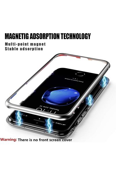 BelloCase Carcasă de protecție față-spate pentru iPhone 7/iPhone 8, metal/sticlă, argintie/transparentă