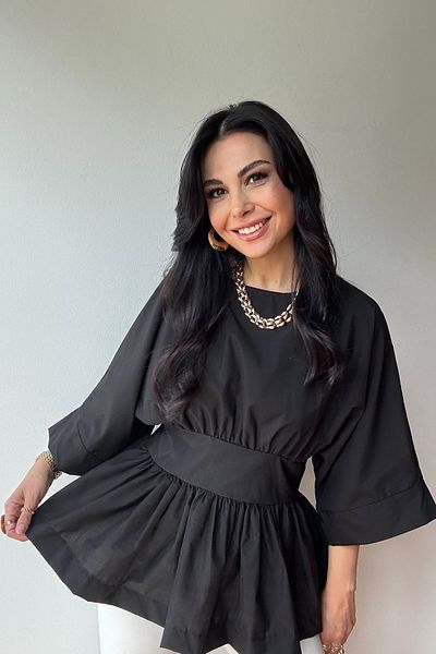 Seda Yalçın Atelier Bluză neagră cu croială relaxată