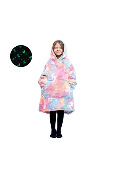 OEM Blanket with sleeves, Unicorn, Sweatshirt type, phosphorescent, elastic cuff, Flannel & Polar, 75 cm