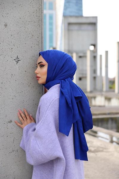 GİYZAMİLA Σάλι ζακάρ με μοτίβο γράμματος Midnight Blue