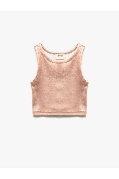 Koton Crew Neck Ribbed Sleeveless Shiny Tank Top