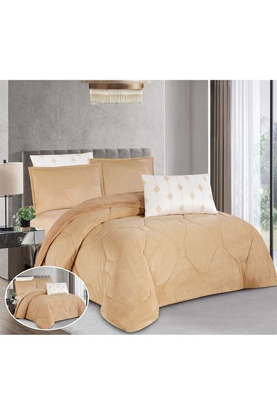 HOURS Horse Fur Winter Double-Sided Comforter Set with Durable and Soft Fabric and Heavy Filling, 6 Pieces, King Size
