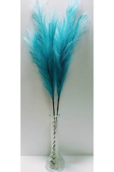 OSO HOME 2 Adet Tekdal Yapay Çiçek Premium Mavi Pampas Dalı 75 CM