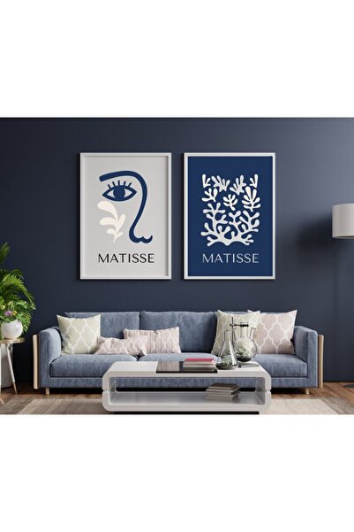 PRYDESIGN Pry Design 2'li Set Matisse Mavinin Güzelliği Duvar Tablosu Çerçeve...