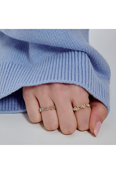 Melez mini Atelier Tesadüf Blue Yüzük - 14 Ayar Altın ve Blue Topaz Yüzük