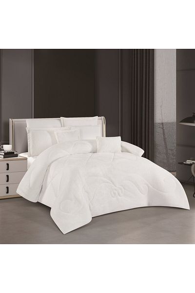 HOURS Horse Fur and Velvet Winter Double-Sided Comforter Set with Durable and Soft Fabric and Heavy Filling, 8 Pieces, King Size