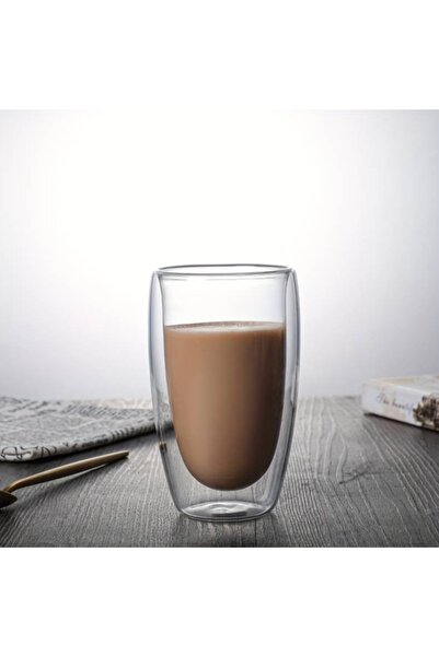 OEM Coffee cup, double-walled, 450 ml, transparent, dimensions: 5 x 14 x 8.5 cm