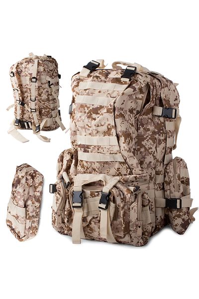 CRACOS Military Tactical Backpack, ®, Dimensions 50x55x20cm, 45l, Beige, Ideal For Hiking