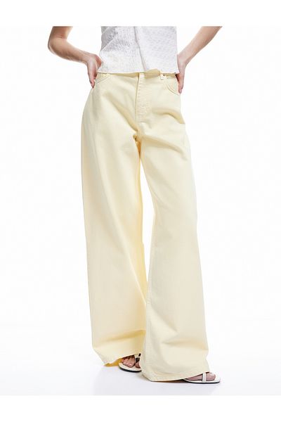 Koton Loose Fit Wide Leg Pocket Denim Trousers - Loose Straight Fit Jeans