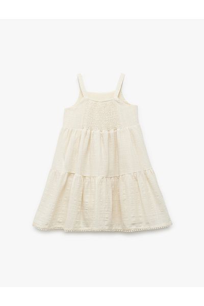 Koton Gimped Cotton Pleated Strap Dress