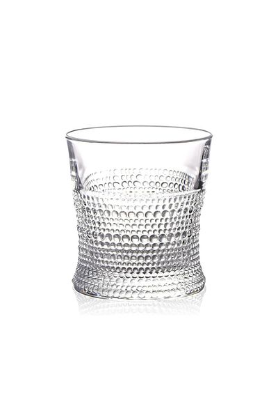 OEM Pahar whiskey, Dots, 300 ml, din sticla, 9 cm h, 8 cm diametru baza, 8.5 cm diametru deschidere
