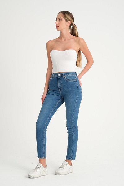 BPF Pantaloni slim cu talie mijlocie cu picior drept pentru femei