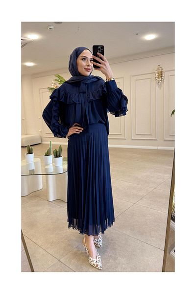 Hare Butik Merly Chiffon Tunic with Tie at the Collar
