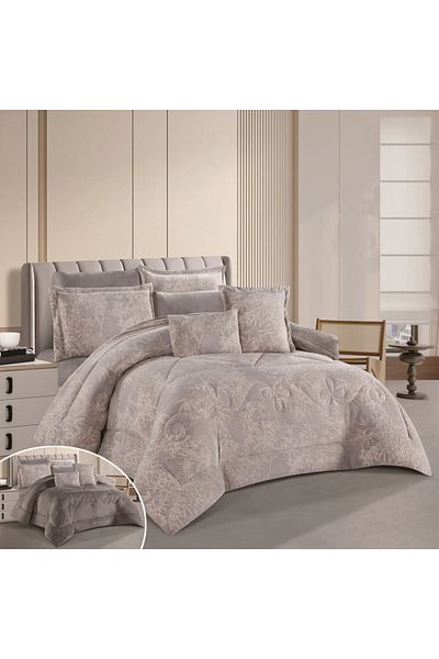 HOURS Horse Fur and Velvet Winter Double-Sided Comforter Set with Durable and Soft Fabric and Heavy Filling, 8 Pieces, King Size
