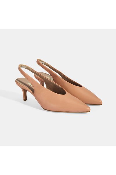 Desa Women's Powder Slingback Leather Heeled Shoes