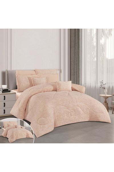 HOURS Horse Fur and Velvet Winter Double-Sided Comforter Set with Durable and Soft Fabric and Heavy Filling, 8 Pieces, King Size