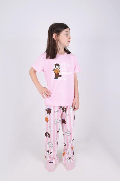 koza iç giyim Girl's Cotton Heart Patterned Pajama Set