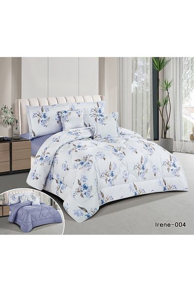 HOURS Horse 6-Piece Double-Sided Floral Silk Comforter Set, King Size