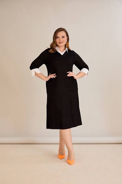 wearon tekstil Women's Crystal Fabric Shirt Collar Plus Size Dress