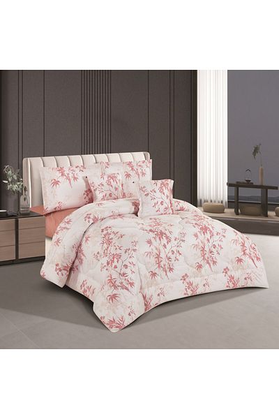 HOURS Horse 6-Piece Double-Sided Floral Silk Comforter Set, King Size