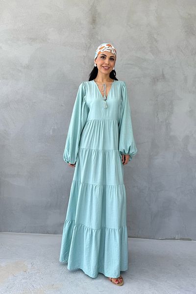 Seda Yalçın Atelier Rochie turcoaz cu decolteu în V