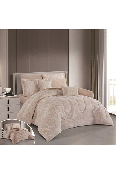 HOURS Horse Fur and Velvet Winter Double-Sided Comforter Set with Durable and Soft Fabric and Heavy Filling, 8 Pieces, King Size