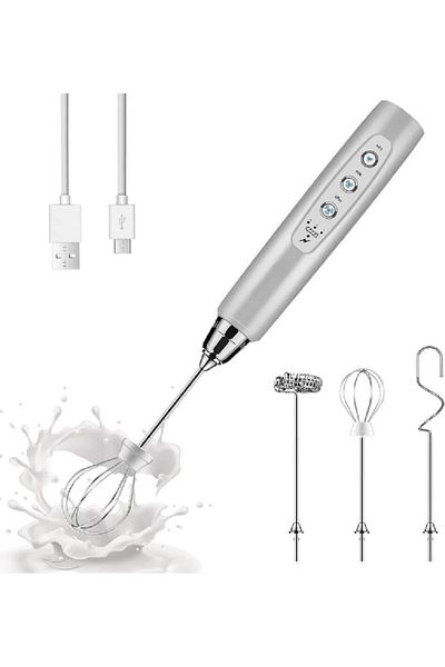COOYA Rechargeable Milk Frother, with 3 Heads, 3 Speeds Adjustable for Cappuccino, Hot Chocolate