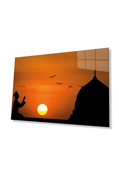 idealizbiz Molitva pri zalasku sunca, religiozni zidni dekor, staklena slika,...