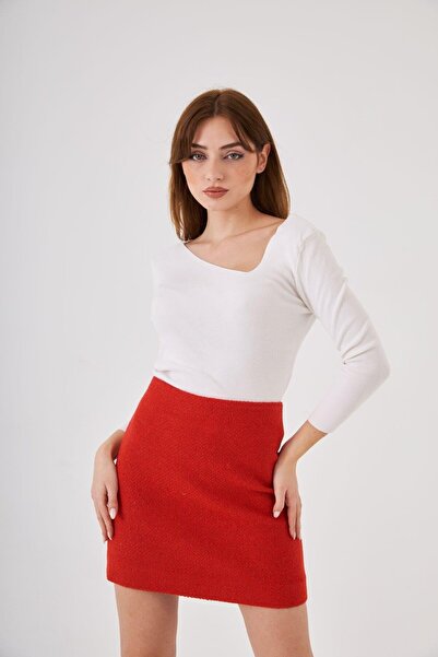 SELECTION PATRICE Kırmızı Tüvit Mini Etek