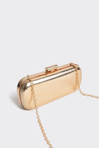 Berlesi Geantă de seară clutch cu acoperire aurie metalică