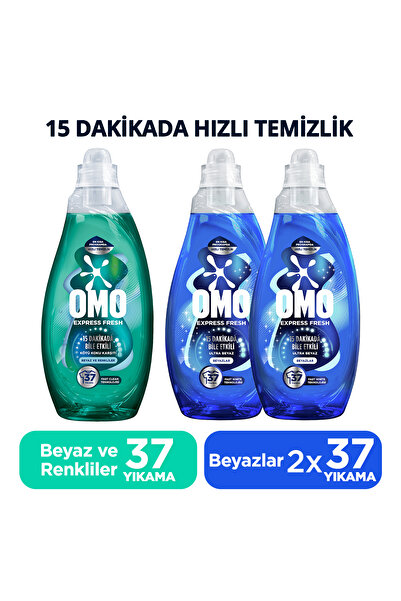 Omo Express Fresh Ultra Beyaz Sıvı Deterjan 1480ml x2 Kötü Koku Karşıtı Beyaz...