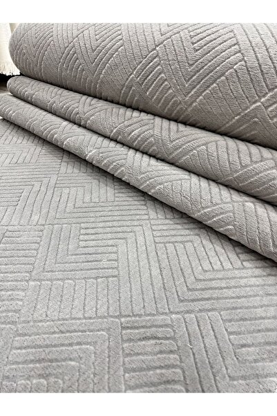 Merinos Rölyef Aden Gri Kaymaz Taban Kesme Halı Yolluk