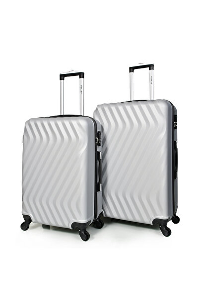 MORANO Murano 3 Piece Unisex Luggage Set in Silver, 28" - 24" - 20".