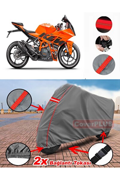 CoverPlus KTM 390 RC القماش المشمع غطاء دراجة نارية غطاء خيمة أحمر مخيط رمادي