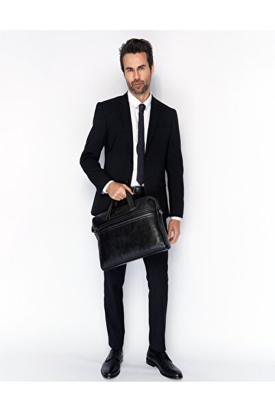 Aka Deri Leather Black Briefcase 298 12